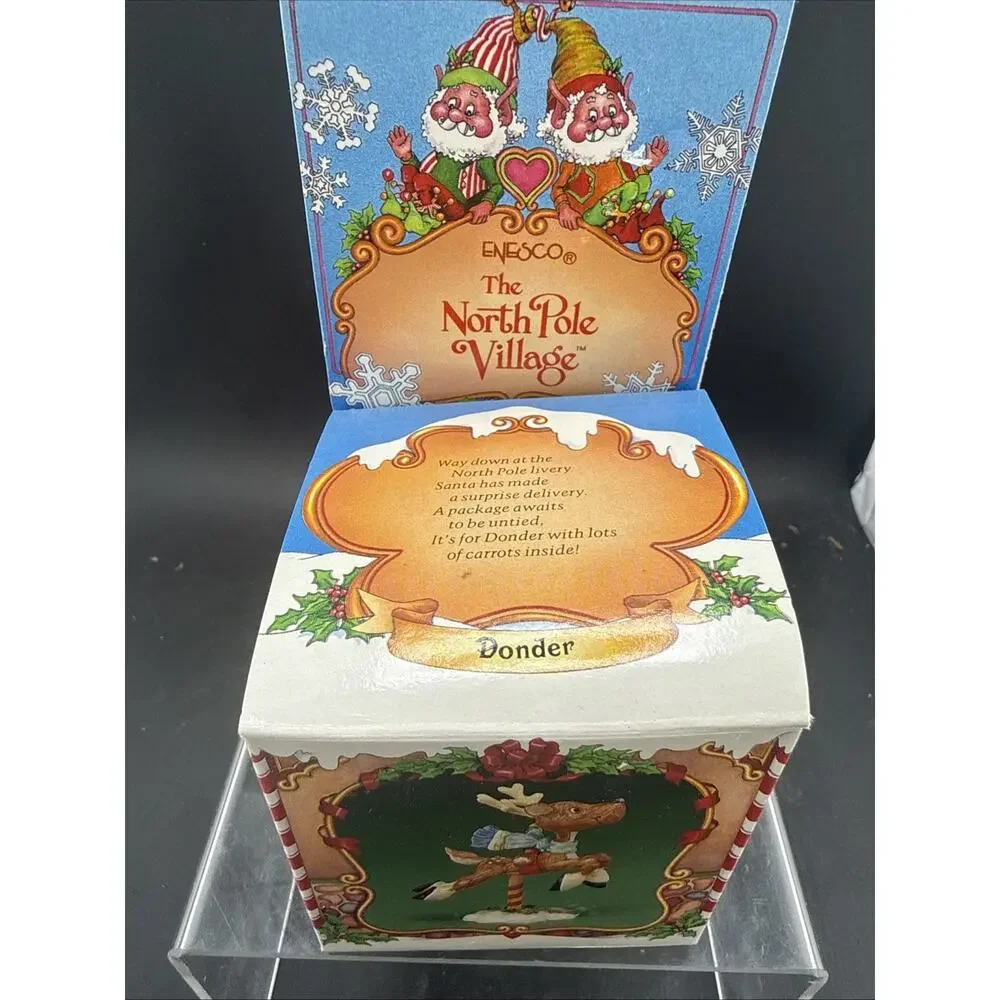Vintage Enesco North Pole Village Donder Reindeer Figurine 1986 New Old Stock